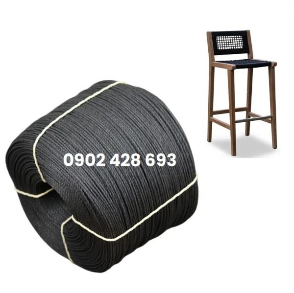 Dây giấy xoắn 3 đen đan ghế gỗ sồi