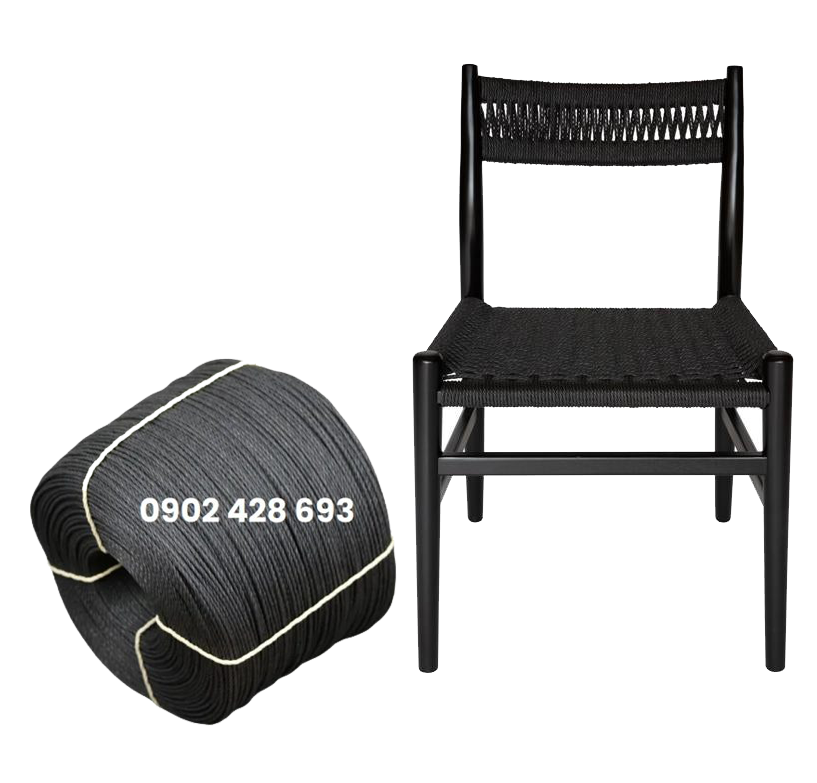Dây giấy xoắn 3 đen đan ghế CH36